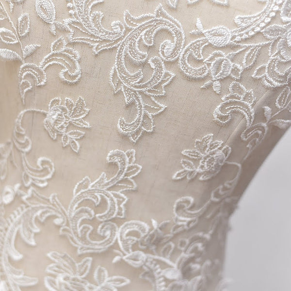 White Floral Lace Applique: Bridal Bodice Embellishment (13.75x29.5 in)