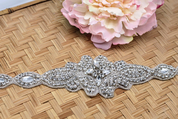 Rhinestone Bridal Belt Patch: Elegant Wedding Dress Applique