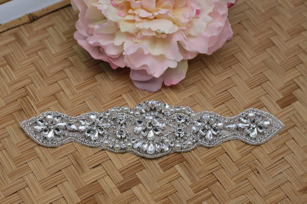 Rhinestone Bridal Applique: Iron-On Patch for Wedding Dress