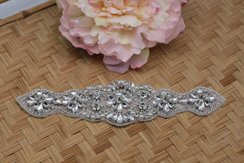 Rhinestone Bridal Applique: Iron-On Patch for Wedding Dress