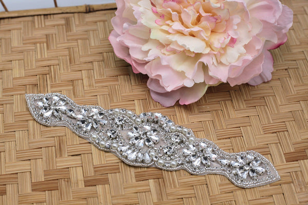 Rhinestone Bridal Applique: Iron-On Patch for Wedding Dress