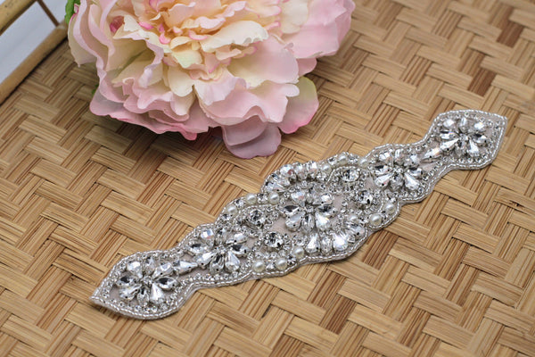 Rhinestone Bridal Applique: Iron-On Patch for Wedding Dress