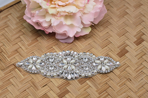 Rhinestone Bridal Applique: Iron-On Patch for Wedding Dress