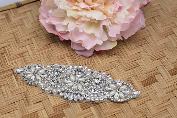 Rhinestone Bridal Applique: Iron-On Patch for Wedding Dress