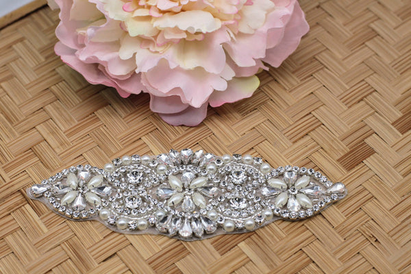 Rhinestone Bridal Applique: Iron-On Patch for Wedding Dress