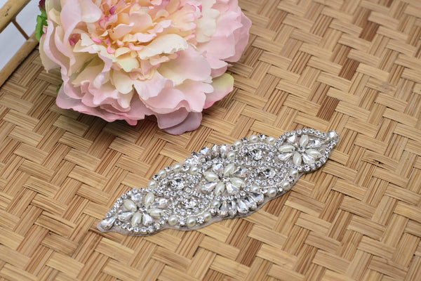 Rhinestone Bridal Applique: Iron-On Patch for Wedding Dress