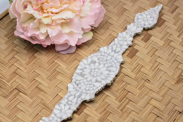 Rhinestone Bridal Belt Applique: Iron-On Patch (13.5 x 2 in)