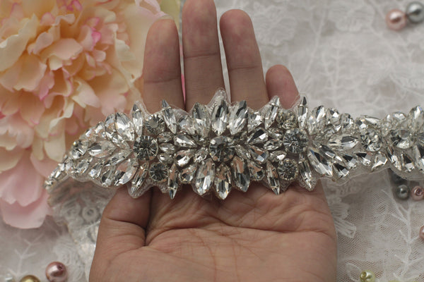 Rhinestone Bridal Applique: Iron-On Patch for Wedding Dress
