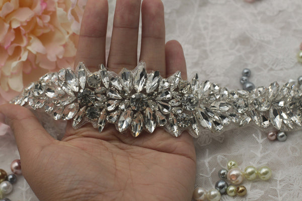 Rhinestone Bridal Applique: Iron-On Patch for Wedding Dress