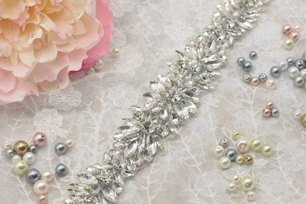 Rhinestone Bridal Applique: Iron-On Patch for Wedding Dress