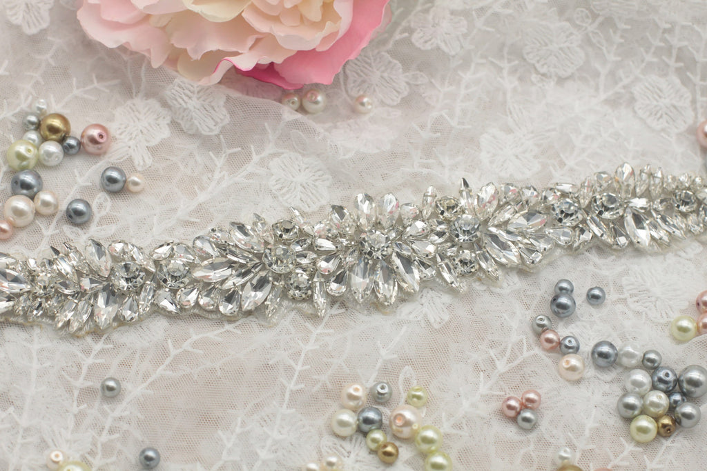 Rhinestone Bridal Applique: Iron-On Patch for Wedding Dress