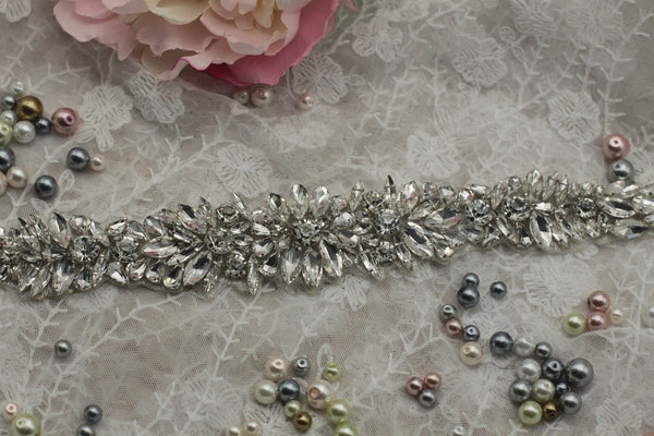 Rhinestone Bridal Applique: Iron-On Patch for Wedding Dress