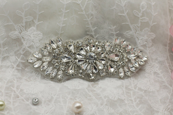 Rhinestone Bridal Applique: Iron-On Patch for Wedding Dress