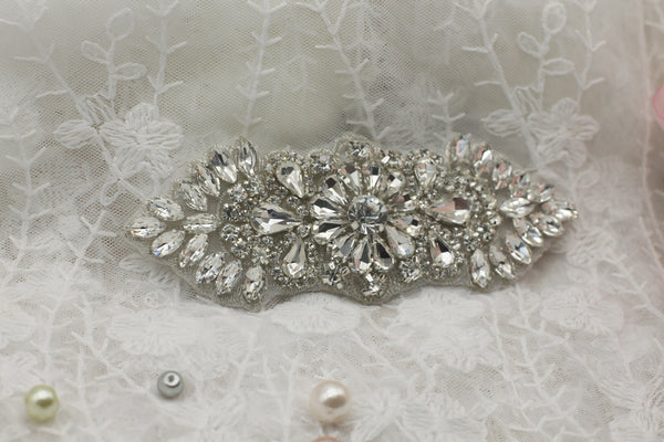 Rhinestone Bridal Applique: Iron-On Patch for Wedding Dress