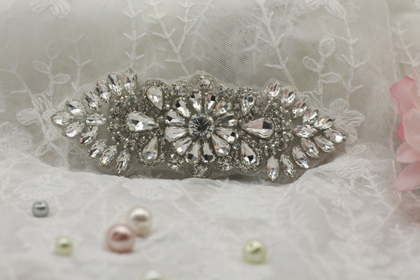 Rhinestone Bridal Applique: Iron-On Patch for Wedding Dress