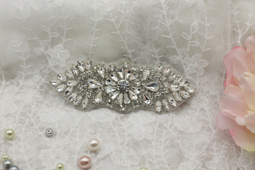 Rhinestone Bridal Applique: Iron-On Patch for Wedding Dress