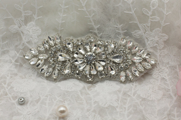 Rhinestone Bridal Applique: Iron-On Patch for Wedding Dress