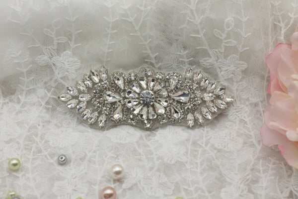 Rhinestone Bridal Applique: Iron-On Patch for Wedding Dress