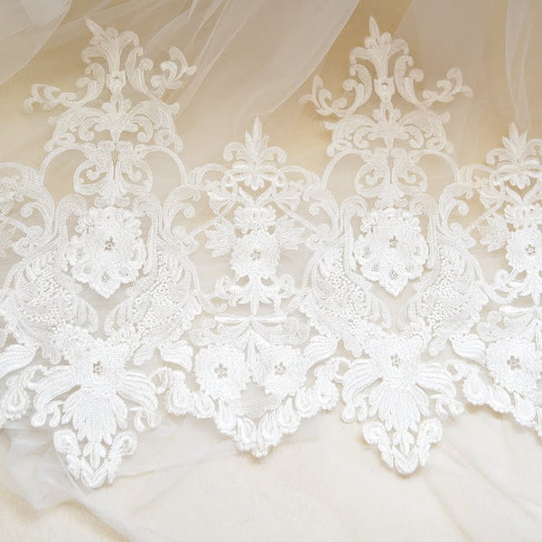 Bridal Lace Trim: Elegant Floral Scalloped Wedding Embellishments