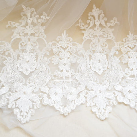 Bridal Lace Trim: Elegant Floral Scalloped Wedding Embellishments