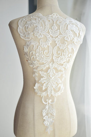 White Lace Applique: Bridal Bodice Piece (12.5x10.8 in)