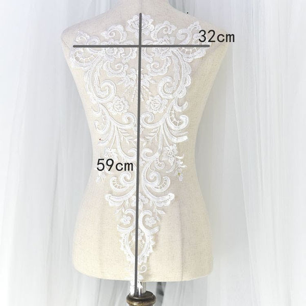 White Lace Applique: Bridal Bodice, Wedding Dress Embellishment
