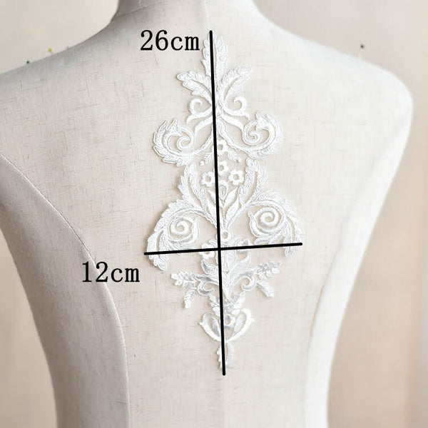 White Lace Bridal Applique: Wedding Dress Bodice (4 3/4 x 10 1/4 in)