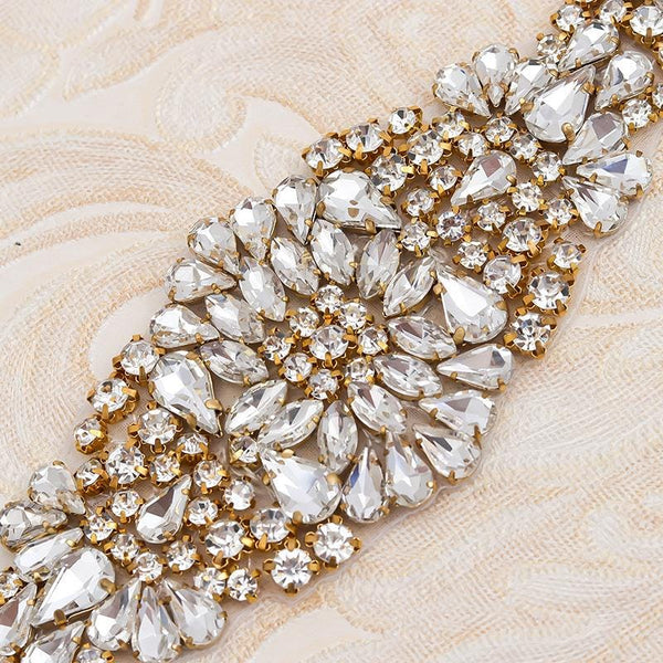 Rhinestone Bridal Applique: Iron-On Patch for Wedding Dress