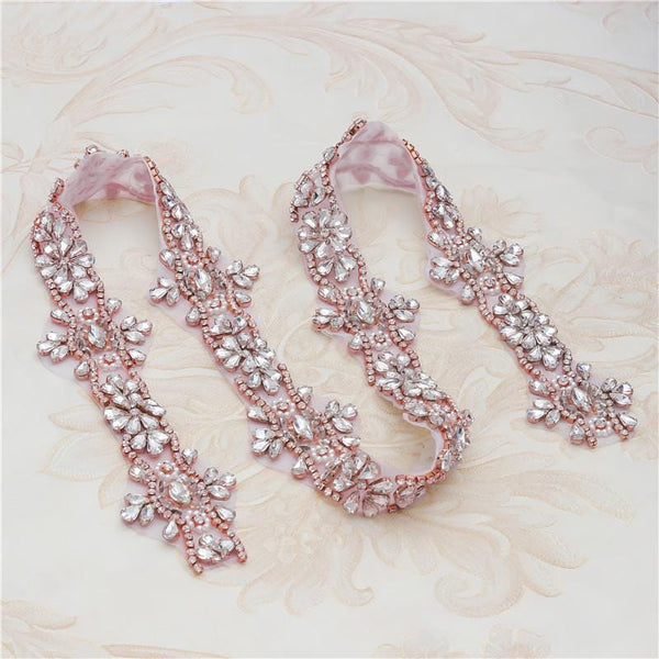 Rhinestone Bridal Applique: Iron-On Patch, Dress Belt Trim (2in Wide)