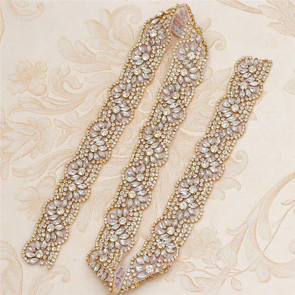 Rhinestone Bridal Belt Applique: Iron-On Patch, 1 1/2" Wide