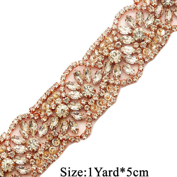 Rhinestone Bridal Belt Applique: Iron-On Patch, 1 1/2" Wide