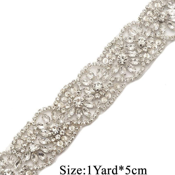 Rhinestone Bridal Belt Applique: Iron-On Patch, 1 1/2" Wide