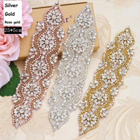 Rhinestone Bridal Applique: Iron-On Patch for Wedding Dress