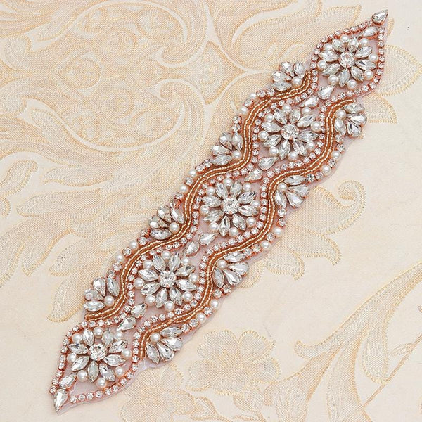 Rhinestone Bridal Applique: Iron-On Patch for Wedding Dress