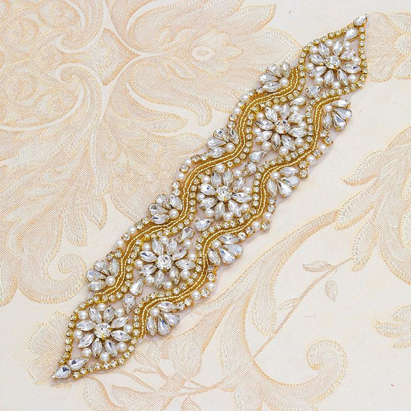 Rhinestone Bridal Applique: Iron-On Patch for Wedding Dress
