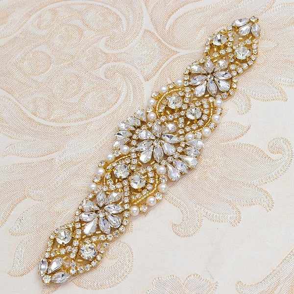 Rhinestone Bridal Applique: Iron-On Patch for Wedding Dress