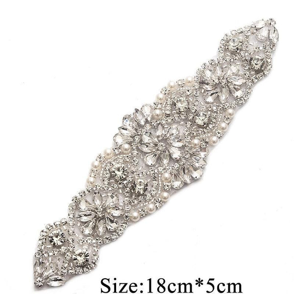 Rhinestone Bridal Applique: Iron-On Patch for Wedding Dress