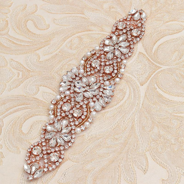 Rhinestone Bridal Applique: Iron-On Patch for Wedding Dress