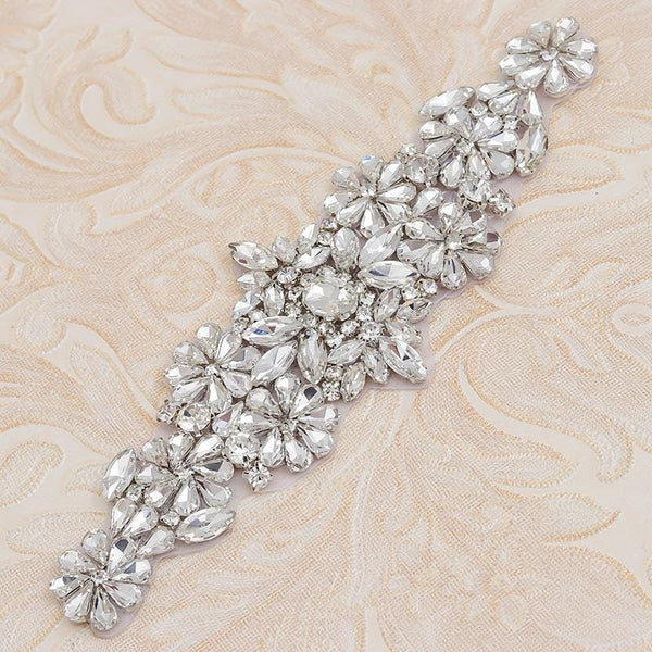 Rhinestone Bridal Applique: Iron-On Patch for Wedding Dress