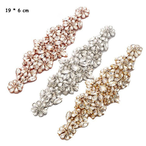 Rhinestone Bridal Applique: Iron-On Patch for Wedding Dress