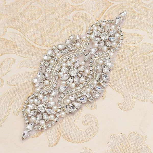 Rhinestone Bridal Applique: Iron-On Patch for Wedding Dress
