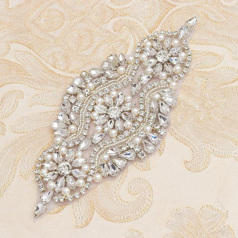 Rhinestone Bridal Applique: Iron-On Patch for Wedding Dress
