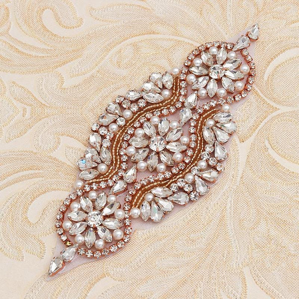 Rhinestone Bridal Applique: Iron-On Patch for Wedding Dress