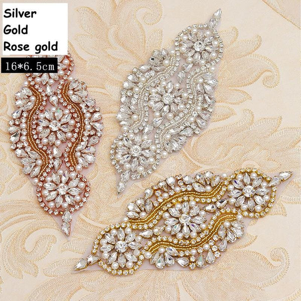 Rhinestone Bridal Applique: Iron-On Patch for Wedding Dress