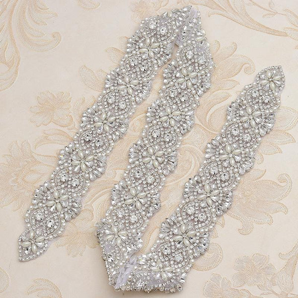 Rhinestone Bridal Belt Applique: Iron-On Patch (1 Yard)