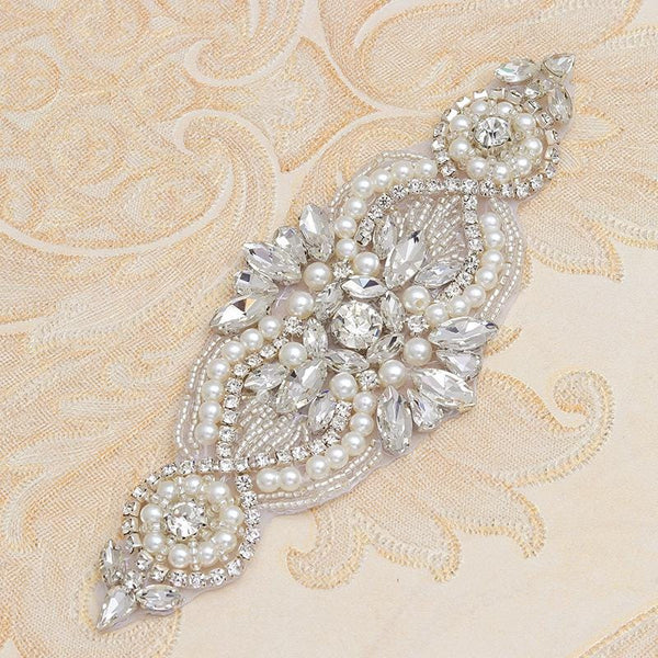 Rhinestone Bridal Applique: Iron-On Patch for Wedding Dress