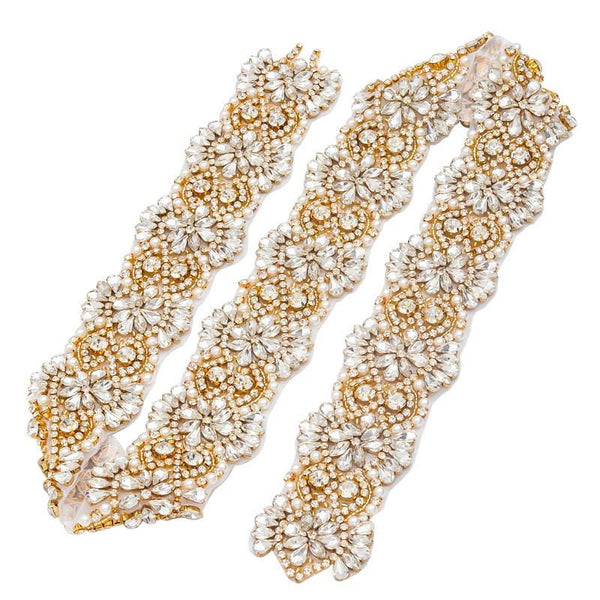 Rhinestone Bridal Belt Applique: Iron-On Patch, 2-inch Wide Trim