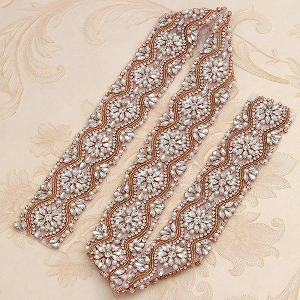 Rhinestone Bridal Dress Applique: Iron-On Rhinestone Trim (Per Yard)