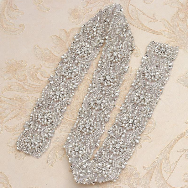Rhinestone Bridal Dress Applique: Iron-On Rhinestone Trim (Per Yard)