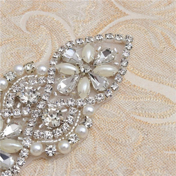 Rhinestone Bridal Applique: Iron-On Patch for Wedding Dress